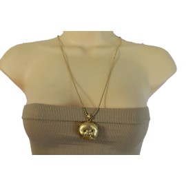 TFJ Women Fashion Long Necklace Gold Metal Chains Pigy Head Pendant Pig Face Charm Ladies Cute Jewelry