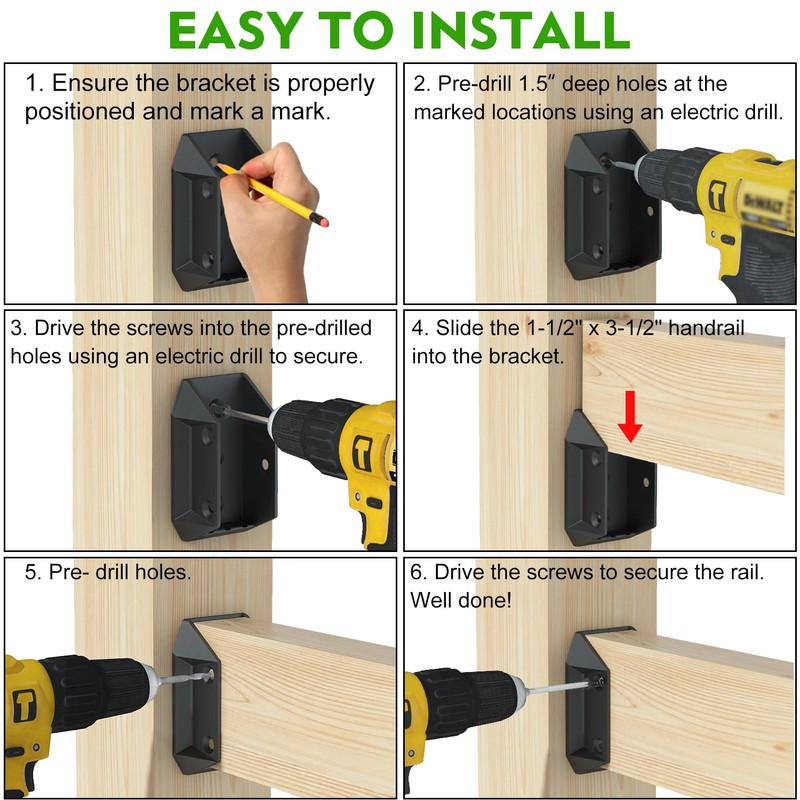 Toscoco 20 Pcs Heavy-Duty Aluminum ADC-12 Deck Railing Bracket Connectors