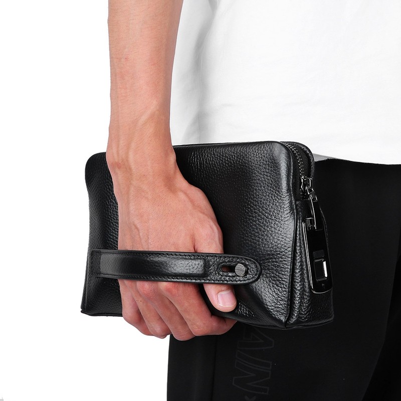 Fipilock FL-V1 Men Zipper Leather Wallet Smart Fingerprint Security Anti