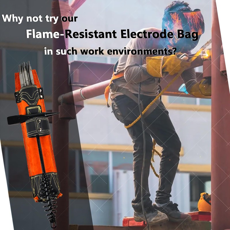 Chanharm Flame-Resistant Electrode Bag, Cowhide Leather Welding Rod Holder, Wearable