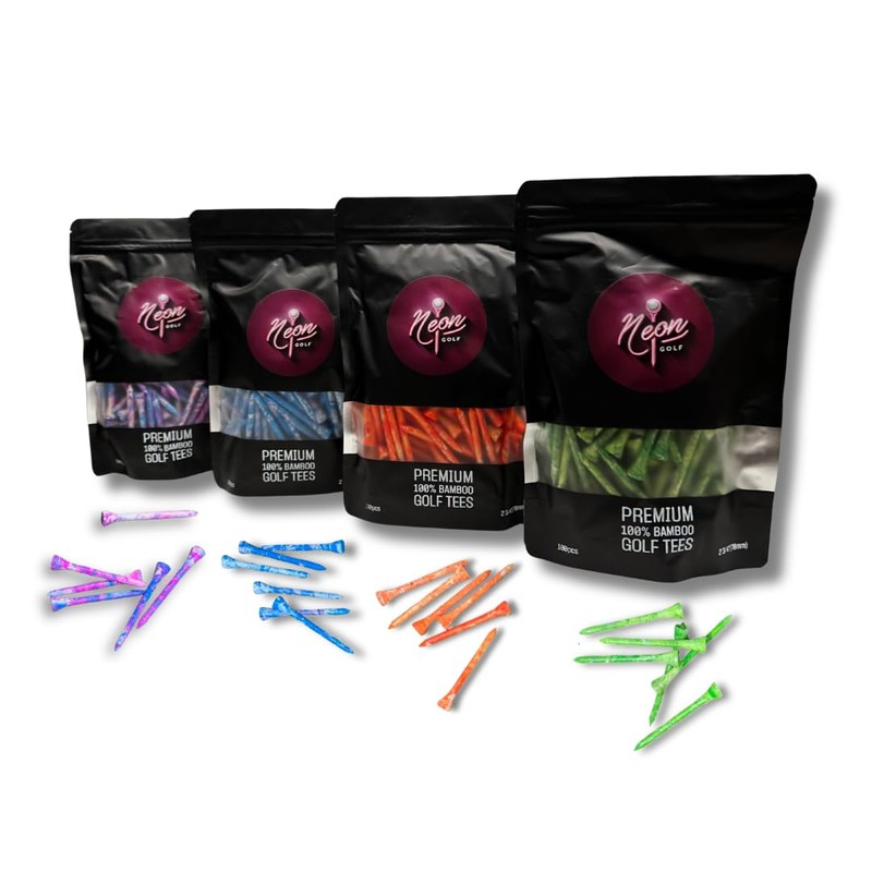 Neon Golf 100% Bamboo Graffiti Golf Tees - 70mm, Pack