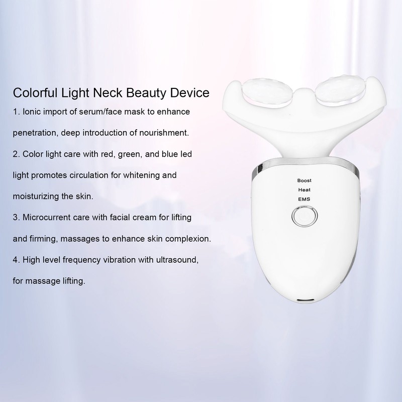 LED Neck Face Beauty Device with Detachable Massage Roller Heating