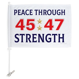 45/47 Trump Flag for Car Bandera para Carros Window Clip Pole Mount Kit Rally Shooting 2024 Poster Auto Decor MAGA Sign Outdoor Decorations Republican Gift Made in USA