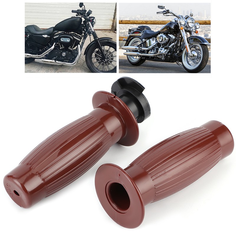 2pcs 7/8in Retro Rubber Throttle Handlebar Non-Slip Handle Grip Universal