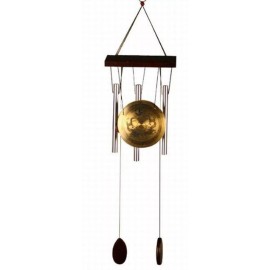 Asian Home Medium Brass Zen Art Feng Shui Gong Wind Chime