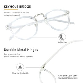 LAMBBAA Blue Light Blocking Glasses 3 Pack Retro Round Frame Computer Gaming Glasses for Men Women Lightweight Anti Eyestrain UV Filter(Floral+Tortoise+Transparent)