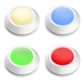 HONWELL Color Changing Puck & Stick Lights for Closets, Multi Colored Fairy Dimmable Tap Lights - Wireless Battery Powered LED Classroom Noise Level - 4Pack