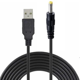 TECHZOCO USB-DC-Stromkabel, Verlängerungskabel, USB-Ladekabel, kompatibel mit PSP 1000, 2000, 3000, E-1000, MP3, Mini-Ventilatoren, 5 V DC 2 A, DC 4,0 mm x 1,7 mm, Schwarz, 80 cm