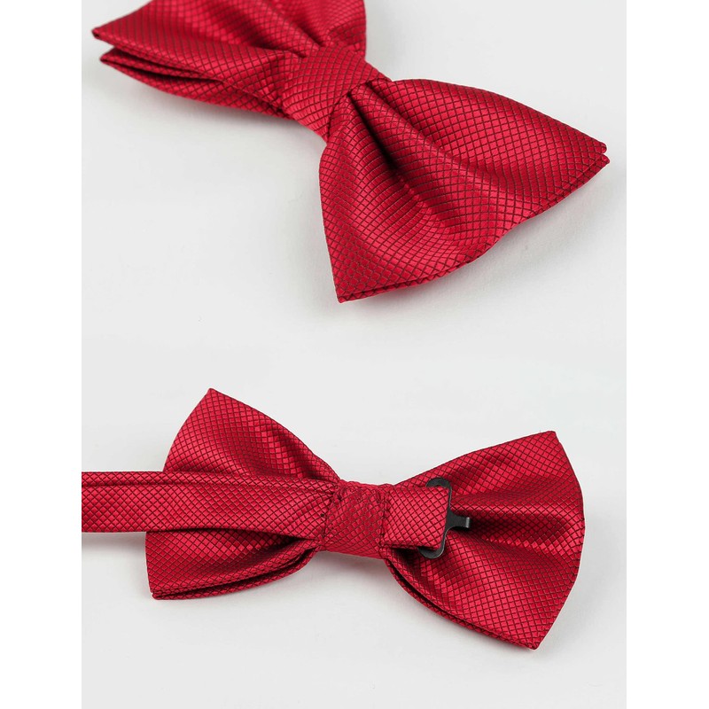 Alizeal Mens Solid Mini Squares Formal Banded Bow Ties (Wine