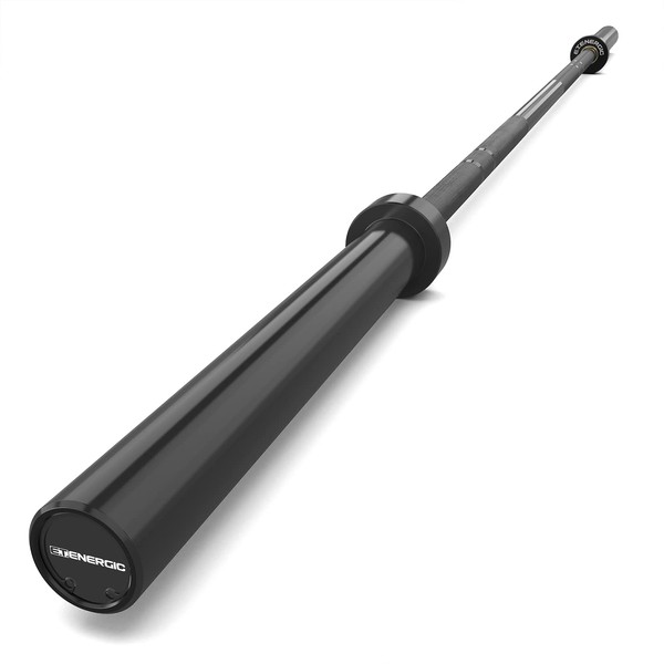 E.T.ENERGIC 7ft Olympic Barbell Bar 40lbs Black Hard Chrome, Sleeves