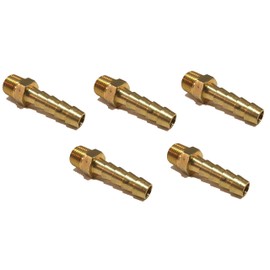 EDGE INDUSTRIAL 1/4" Hose ID to 1/8" Male NPT MNPT Straight Brass Fitting Fuel/AIR/Water/Oil/Gas/WOG (Qty 05)