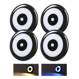 acegoo 12 V LED Lamps, Motorhome Ceiling Light, Two Colours (3000 K/Blue Night Light) with Dimmer Switch for Boat, Yacht, Caravan, Camper, PC Material, Dimmable, Surface-Mounted Light, 4 Pieces, Black