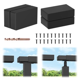 BLIKA 4 Pack Extension Connectors with Screws, Black Flat Handrail Accessories for Cable Railing Handrail, POM Handrail Connector Fitting, Deck Stair Cable Railing Rectangular Handrail, BL03-L