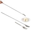 Agatige 2Pcs Extendable Fork, Telescopic Long Handle Cutlery Forks Stainless