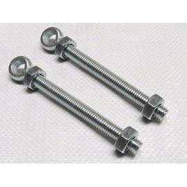 X2 16MM x 150MM Zinc Plated Swing Gate Eye Bolts with 2 Nuts - Bright Gate Hinge Eyebolt