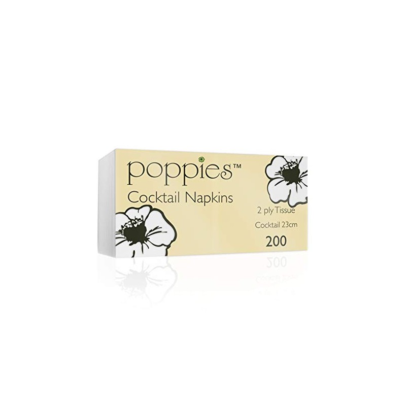 Poppies 24cm 2ply White Cocktail Napkins (200)