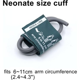 Universal NIBP Cuff Newborn 6-11cm Single Tube Reusable Nylon Replacement Blood Pressure Cuff Dark Green No Connector