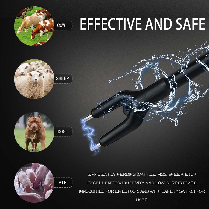 Kehail Retractable Aluminum Cattle Prod, 43.6" Waterproof Cattle Prod Stick,