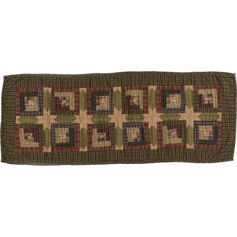 Tea Cabin Rustic 13"x36" Table Runner Green Patchwork Cotton Hand