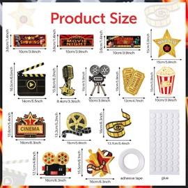15 Pcs Light Movie Party Decorations Movie Theme Backdrop Movie Banner Now Showing Banner with Movie Night Paper Cutouts Red Carpet Photography Background for Home Film Party Supplies