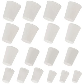 18 Pcs Solid Rubber Stoppers Assorted Sizes (#000 to #3) Solid Rubber Plugs Tapered Laboratory Bungs for Sealing Pipes, Tanks, Bottles, Test Tubes & Flasks-White