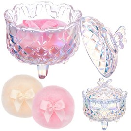 Tioncy 3 Piezas Borlas de Polvo Corporal Grandes y Contenedor Regalo del Día de San Valentín Contenedor de Polvo con Borla Estuche de Cristal Suave La