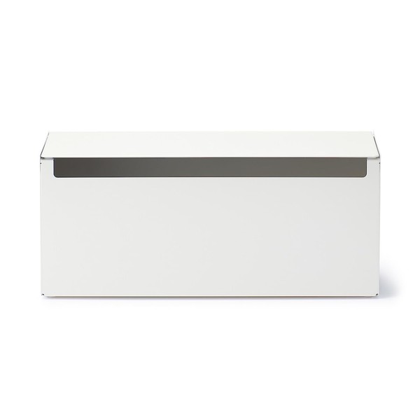 Muji 44596654 Steel Tap Storage Box, Flap Type, White Gray, Width 12.6 x Depth 3.9 x Height 5.5 inches (32 x 10 x 14 cm)
