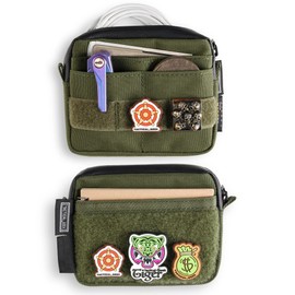 TACTICAL GEEK Storage A3 EDC Pouch Molle Bag Pocket Organiser Additional Bag for Tactical Vest, Backpack, 500D Tac Pouch for EDC Tools Tool with Patch Surface, Green, tactical