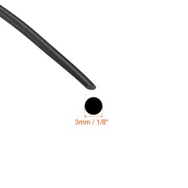 sourcing map Nitrile Rubber Round Seal Strip, 3mm(1/8") Diameter 6 Meters (19.69Ft) Long Hard Solid Rubber Weather Stripping for DIY Gasket, Industrial Equipment, and Furniture