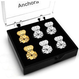 Anchora Anchora Original Magic Earring Backs for Droopy Ears | Earring Lifters for Heavy Earring | Earing Lifter Backs BAX | Earlobe Secure Clear Miracle (2 Silver 1 Gold)