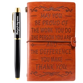 Thank You Gifts May You be Proud of the work You Do Leather Writing Journal Notebook with Pen Set Inspirational Gifts Appreciation Gifts for Women Men Employee Boss Pastor Volunteer Nurse Teacher