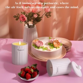 Viyffo Vanilla Cream Scented Candle, Fall Soy Wax Candle in White Ceramic Jar, Non Toxic Aromatherapy Candle for Relaxation, Bedroom, Spa & Birthday Gift for Women