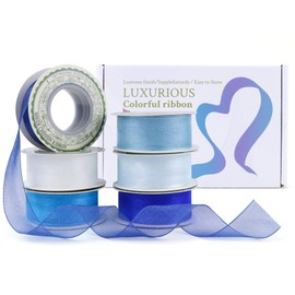 6 Rolls x 10 Yards Sheer Chiffon Ribbons, 1 Inch Wide Organza Ribbon for Crafts Wedding Christmas Decorations Valentine's Day Gift Wrapping Bow Making Floral Bouquets Wrapping Ribbon