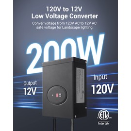 DEWENWILS 200WLow Voltage Landscape Transformer, Outdoor Weatherproof Transformer with Timer and Photocell Sensor, 120V AC to 12V/14V AC for LED Lighting, Spotlight, Pathway Light, ETL Listed