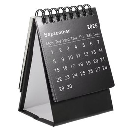 Vocoliday Mini Desk Calendar July 2024 to Dec 2025，Portable Small Desktop Calendar Standing Flip Academic Year Monthly Calendars for Home Office Table Decoration and Planning Organizing (Black)