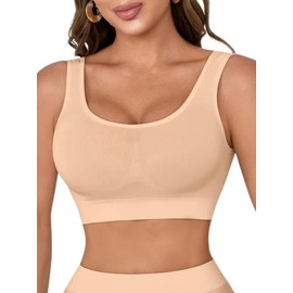 Boolavard New Seamless Sports Style Bra Crop Top Vest Comfort Stretch Bras Shapewear (XXL, Nude)