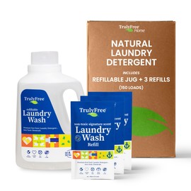 Truly Free Laundry Detergent for Sensitive Skin | Gentle & Safe for Baby Clothes | Plant-Based | 3 Pack Refill Powder| Easy to Dissolve to Create a Liquid| Signature Wash Scented (150 Loads)