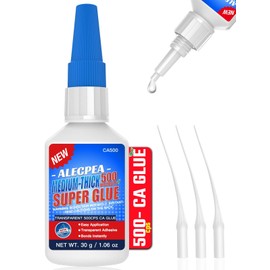 30g Medium-Thick CA Glue (500 CPS), Instant Clear Cyanoacrylate Glue for Wood, Glass, Metal, Paper, Leather, Plastic, Ceramic, Rubber, Jewelry, Woodworking, Hobby Models, and Craft Project