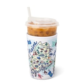 Swig Life Medium Iced Cup Coolie, Standard 22oz Iced Coffee Cup Insulator Sleeve with Handle, Neoprene Insulated Coolie Keeps Drinks Cold (Maine)