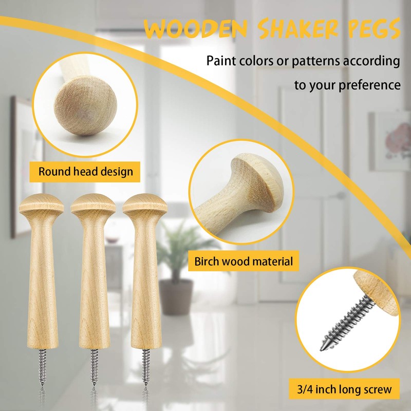 Sfcddtlg 36PCS Wooden Shaker Peg Wood Screw-2.95 Inch on Shaker