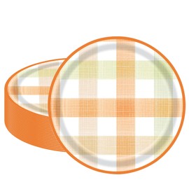HiEnjoin 50 Pcs Fall Plaid Paper Plates Set, Orange Gingham Paper Plates Disposable Dessert Plates Autumn Harvest Dinner Party Supplies Tableware Set for Wedding Birthday Party Decor