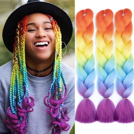 UKKQES Jumbo Braiding Hair Extensions,24inch/60cm 3 Packs High Temperature Fiber Crochet Twist Braids Crochet Braiding Hair（D2)