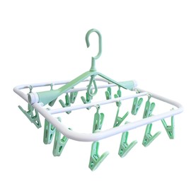 HAOYIJIA Foldable Clip Clothes Drying Racks, Drip Hanger Plastic with 20 Drying Clips 360° Rotatable Hook Laundry Clip for Drying Towels Bras Baby Clothes Gloves