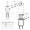 Ganter Normelemente Adjustable clamping lever with threaded screw, GN 300.5-63-M8-32-IS,