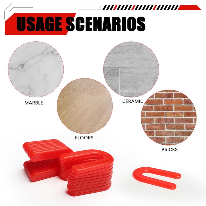 200 Horseshoe Tile Spacers, 1/8-Inch U-Shaped Plastic Spacers for Tile