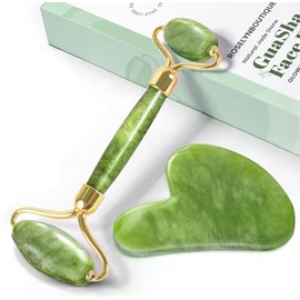 ROSELYNBOUTIQUE Gua Sha Facial Tools & Jade Face Roller for Lift Wrinkless Natural Skincare Tool Jade Roller Guasha Tool for Face (Green)