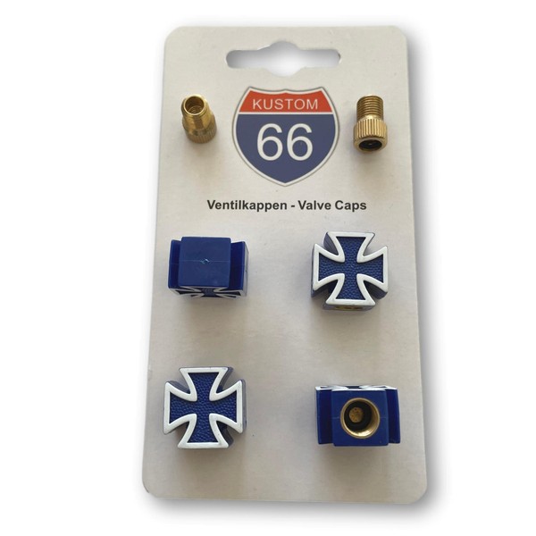 Set of 4 Valve Caps + 2 Bicycle Adapters –