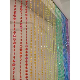 FlavorThings 3FTX6FT Colorful Diamond Cut Crystal Beaded Curtain for Doorway Room Closet Divider Party Wedding Kids Bedroom Decorations,Diamond Cut Bead Curtain (Rainbow)