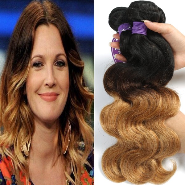 Cranberry Hair Brazilian Ombre Human Hair 3 Bundles Virgin Hair Ombre 1B/4/27 Body Wave Bundles Weaves 22 24 26inch Weft 100% Human Hair Extensions