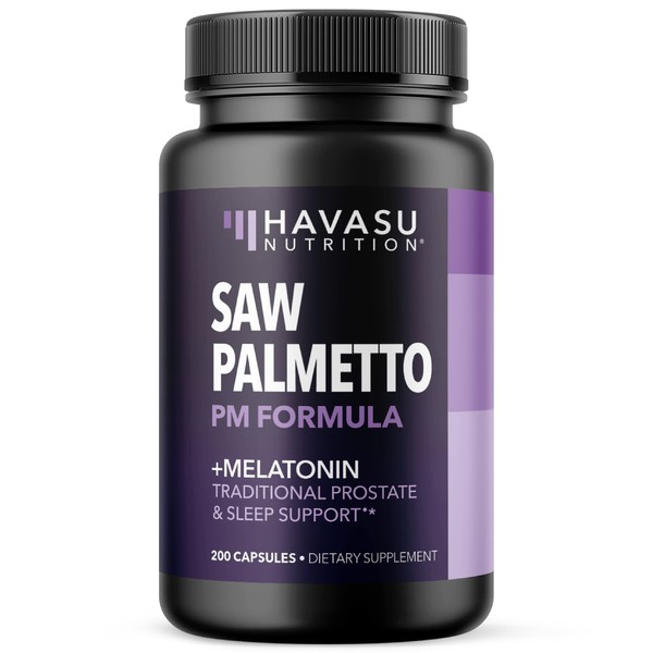 Saw Palmetto with Melatonin for Sleep & Prostate Supplement | Saw Palmetto Powder and Extract Ratio with Chamomile | Reduce Urinary Frequency for Men and Support Bladder in PM | Over 6 Month Supply